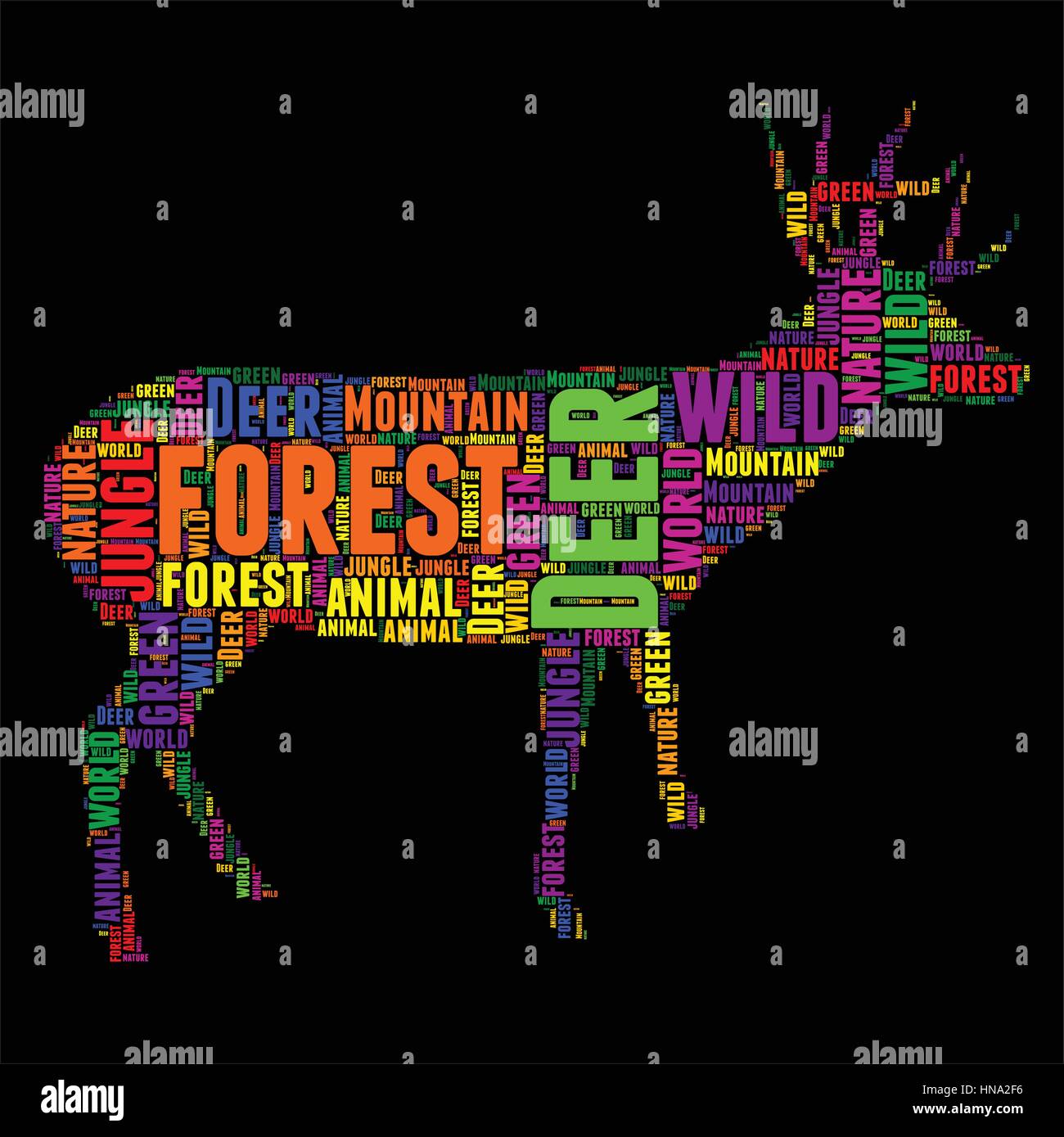 Deer Typography word cloud colorful Vector illustration Stock Vector