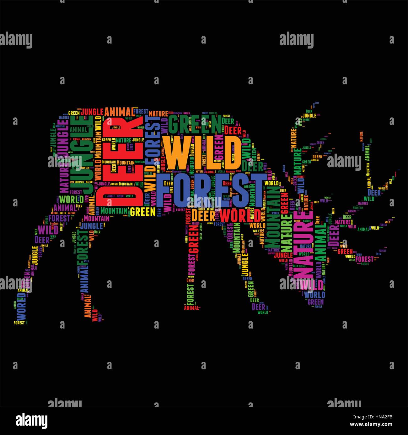 Deer Typography word cloud colorful Vector illustration Stock Vector ...