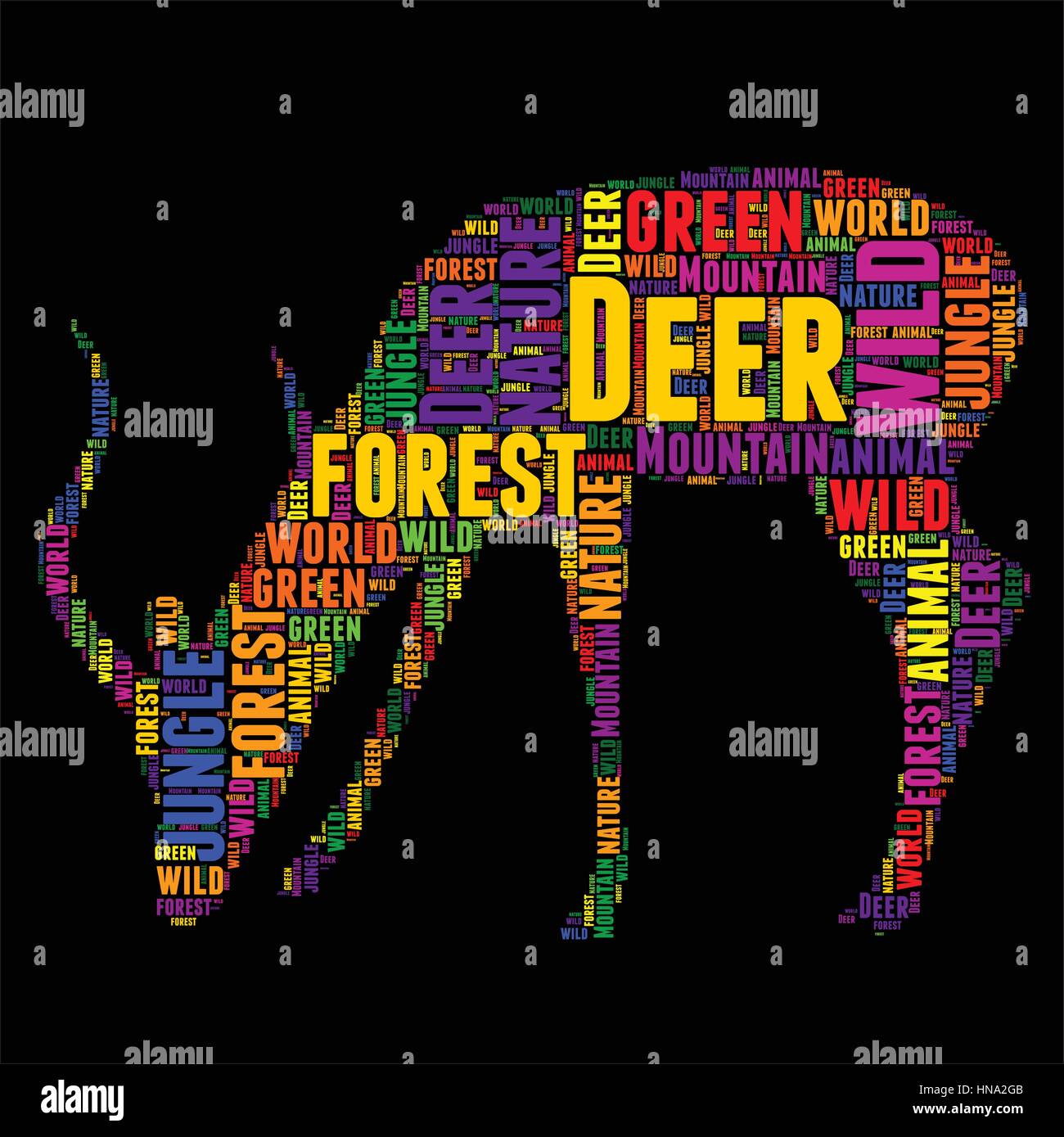 Deer Typography word cloud colorful Vector illustration Stock Vector ...