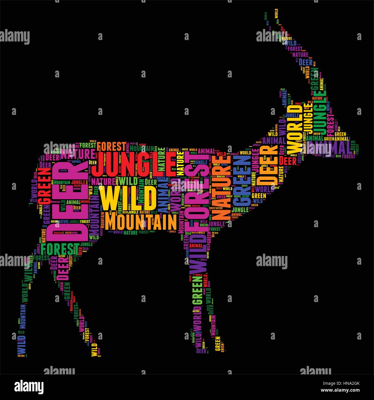 Deer Typography word cloud colorful Vector illustration Stock Vector ...