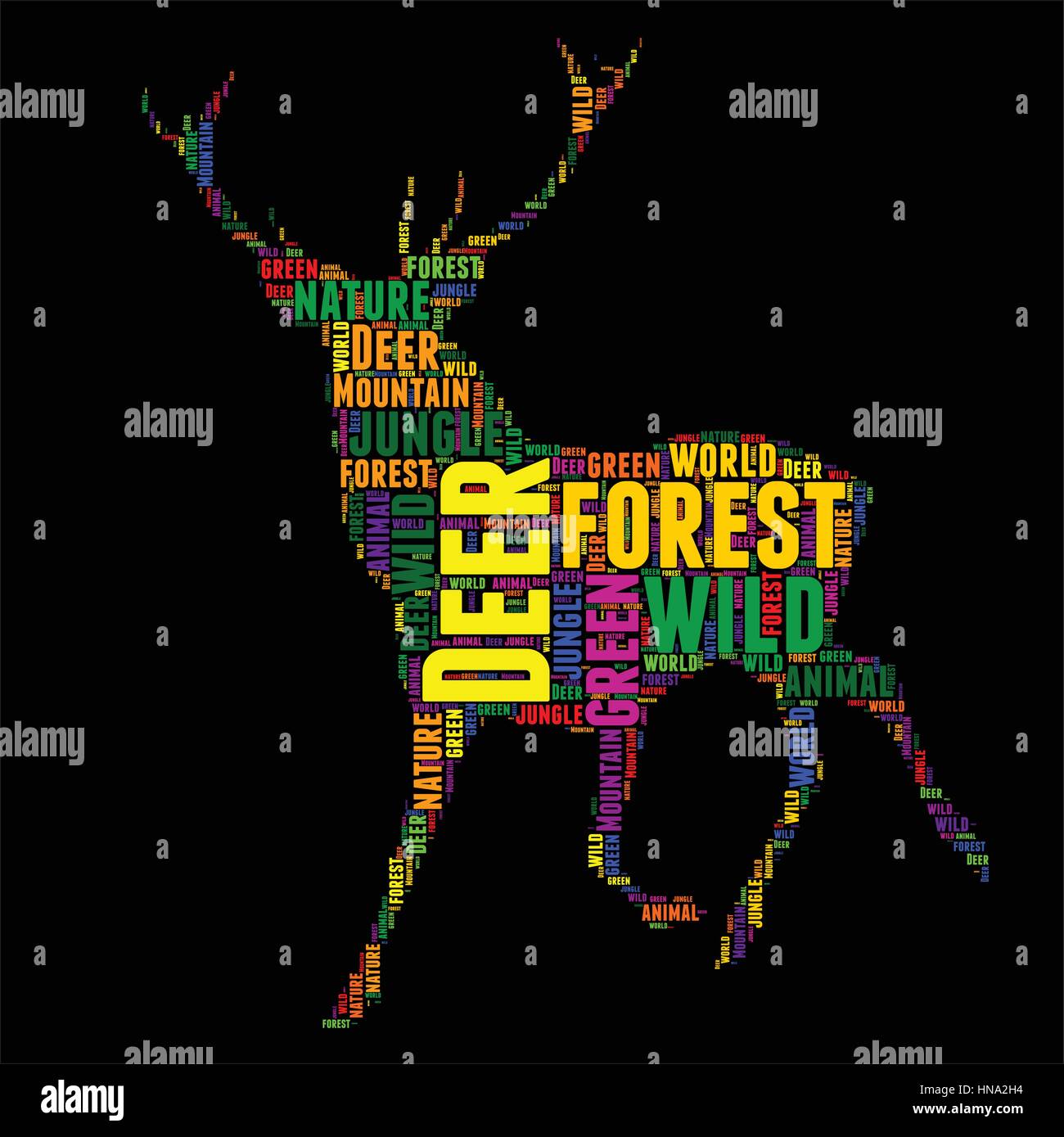 Deer Typography word cloud colorful Vector illustration Stock Vector ...