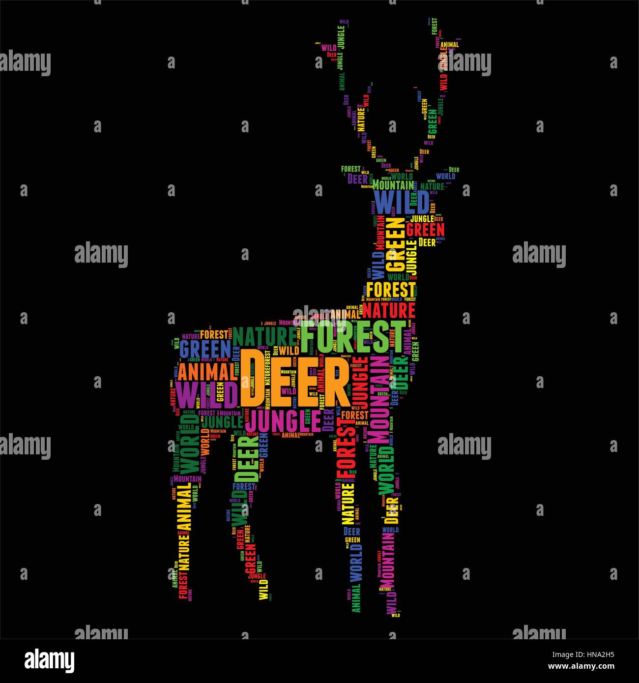 Deer Typography word cloud colorful Vector illustration Stock Vector ...