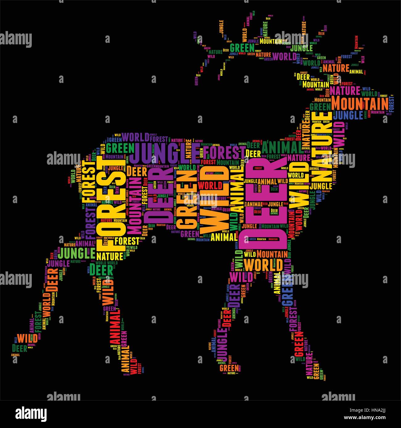 Deer Typography word cloud colorful Vector illustration Stock Vector