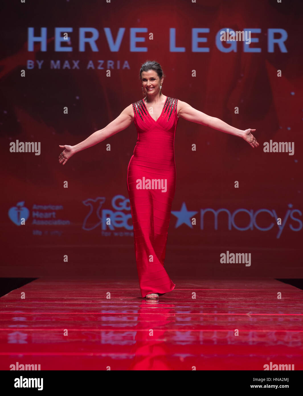 New York, United States. 09th Feb, 2017. Bridget Moynahan in Herve Leger by Max Azria walks runway for the Red Dress Collection 2017 fashion show by Macys at Hammerstein Ballroom at Manhattan Center benefit American Heart Association Credit: Lev Radin/Pacific Press/Alamy Live News Stock Photo