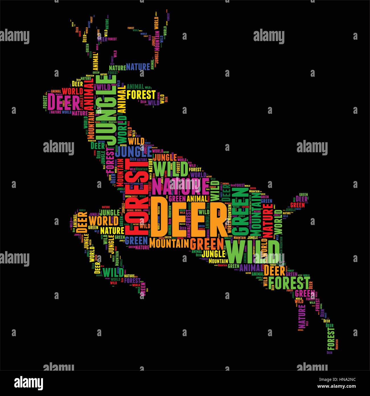 Deer Typography word cloud colorful Vector illustration Stock Vector