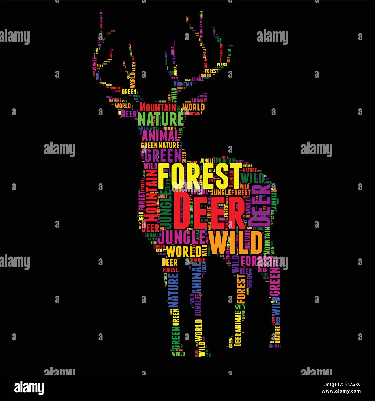 Deer Typography Word Cloud Colorful Vector Illustration Stock Vector 