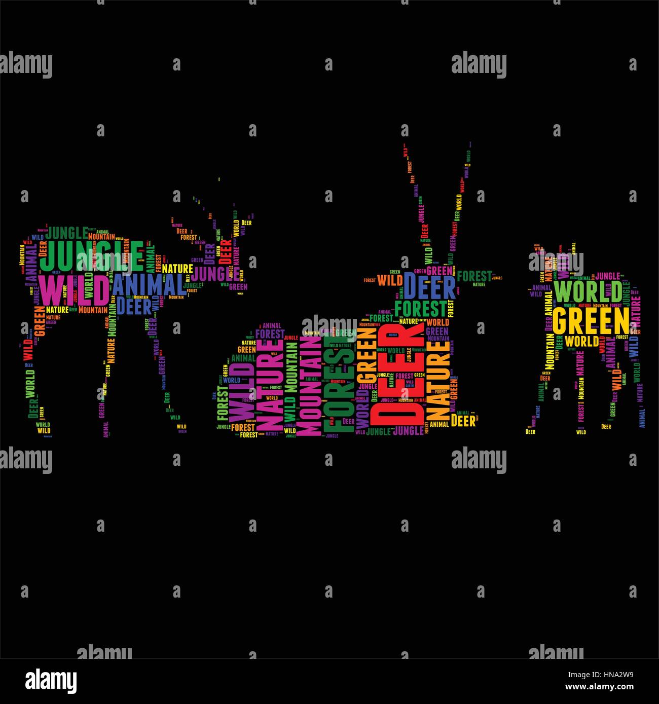 Deer Typography word cloud colorful Vector illustration Stock Vector ...