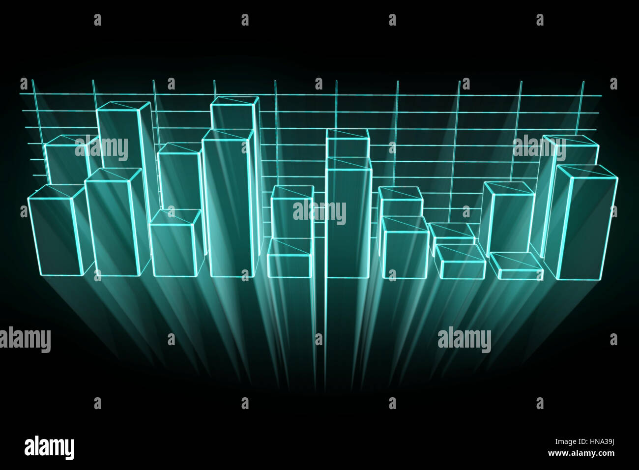 Chart in Hologram Wireframe Style. Nice 3D Rendering Stock Photo - Alamy