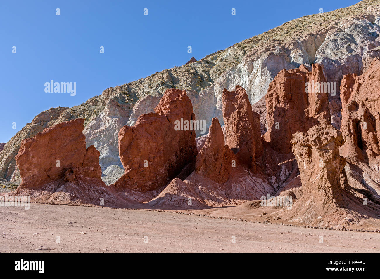 Colourful rocks in the Valle del Arcoiris - Rainbow Valley Stock Photo