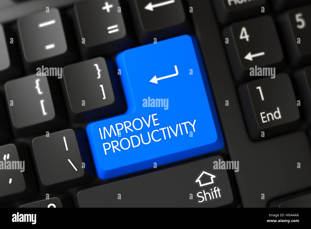 Improve Productivity - PC Button. 3D. Stock Photo