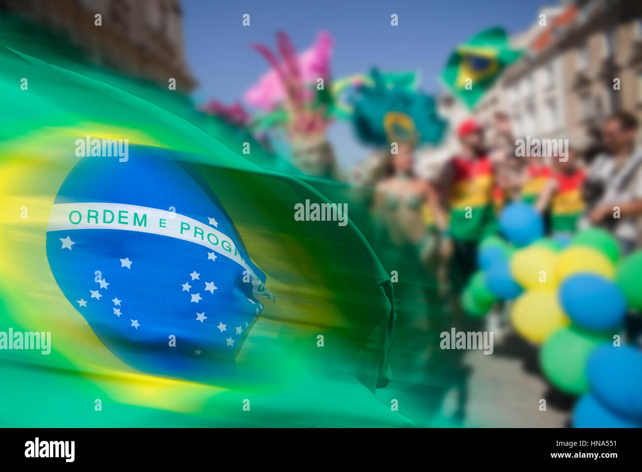 Waving brazilian flag for background Stock Photo Alamy