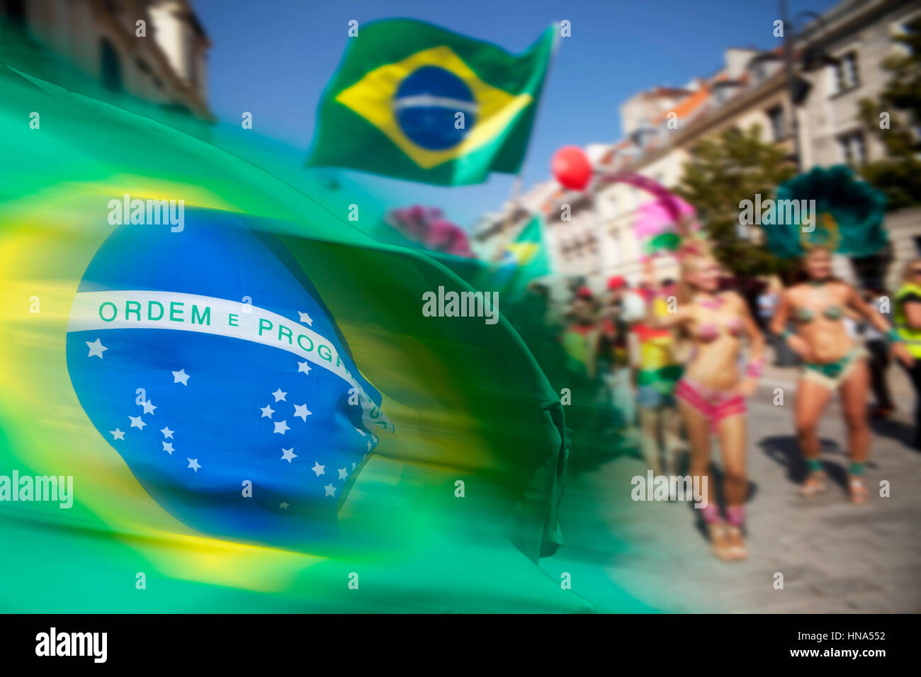 Waving brazilian flag for background Stock Photo Alamy