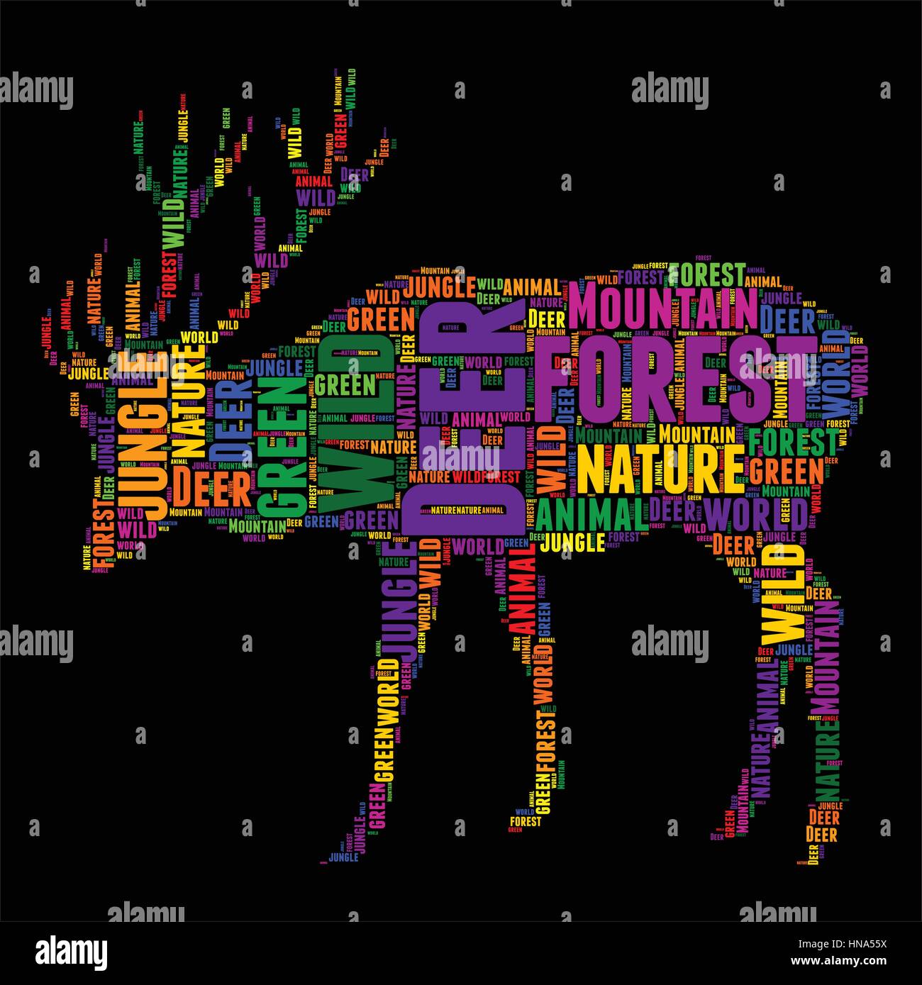 Deer Typography word cloud colorful Vector illustration Stock Vector