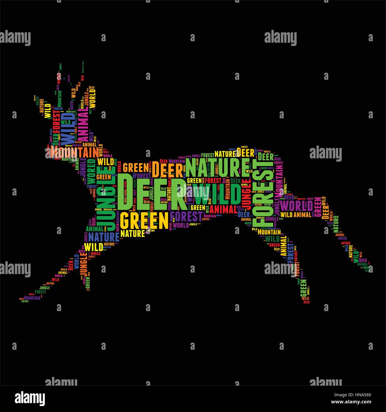 Deer Typography word cloud colorful Vector illustration Stock Vector ...