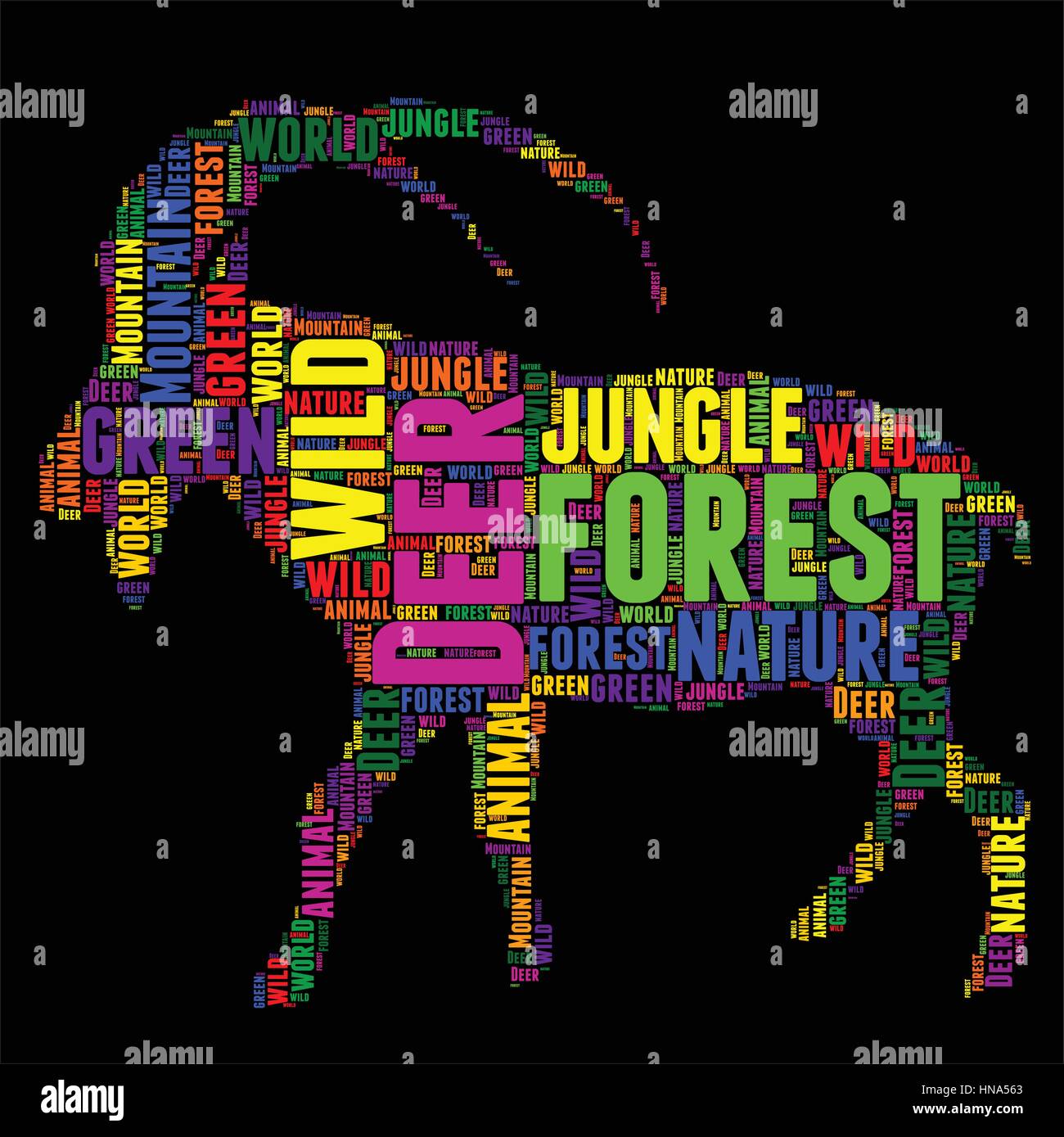 Deer Typography word cloud colorful Vector illustration Stock Vector ...