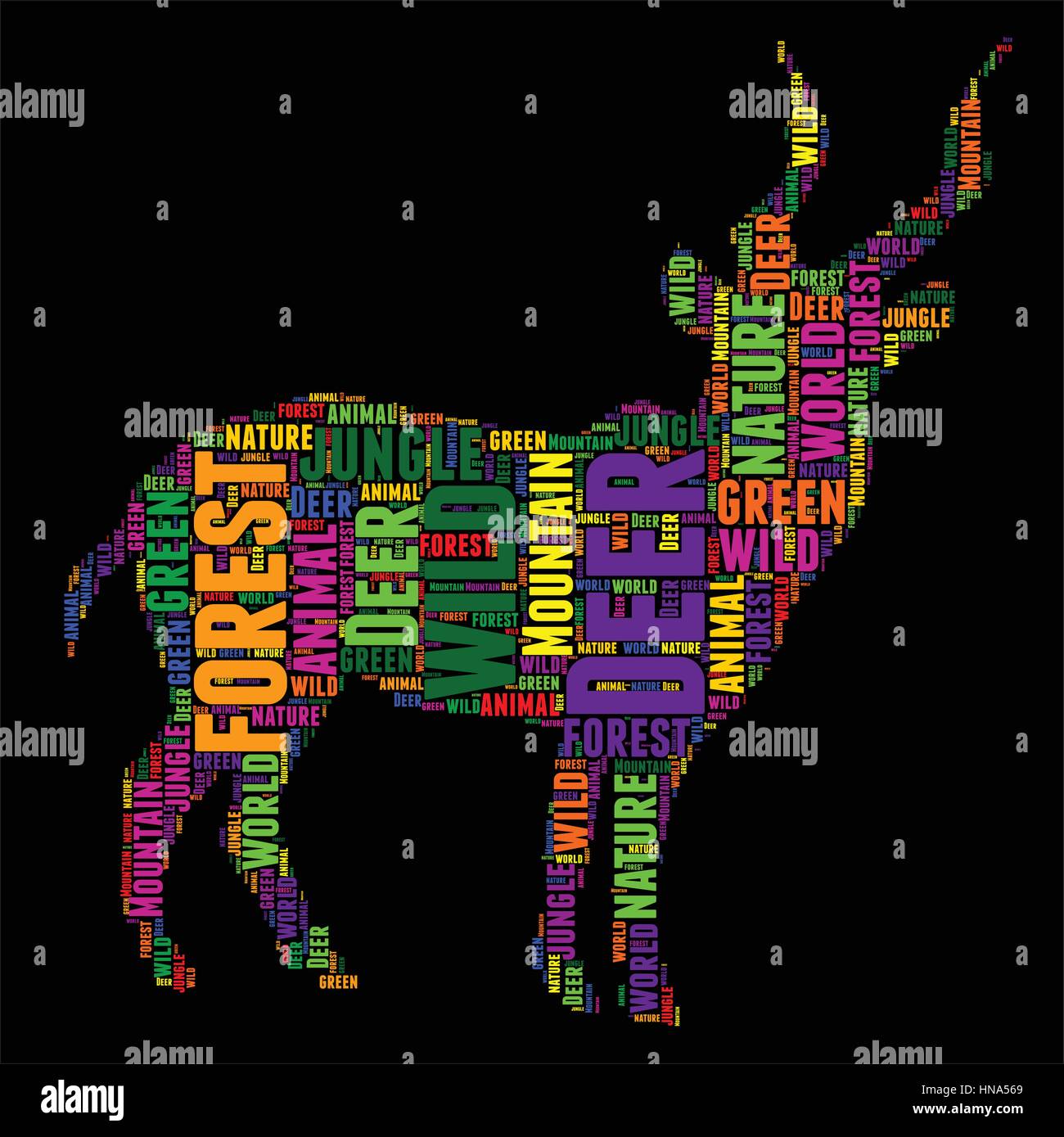 Deer Typography word cloud colorful Vector illustration Stock Vector ...