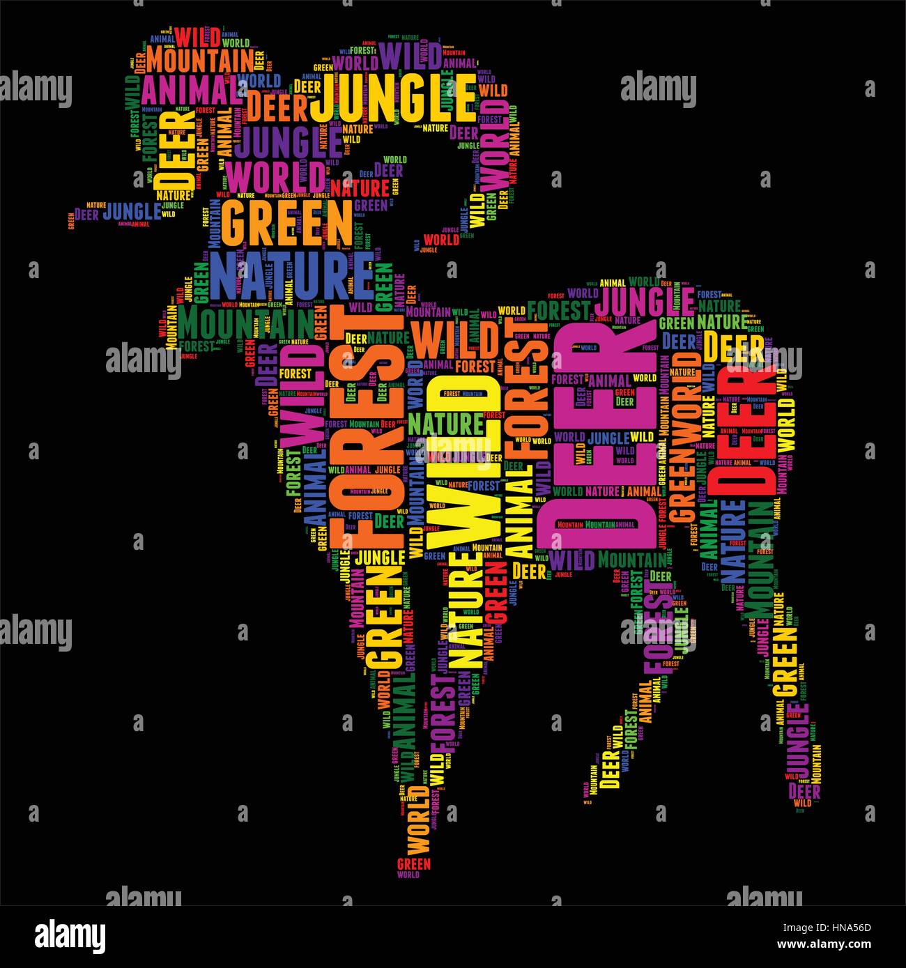 Deer Typography word cloud colorful Vector illustration Stock Vector
