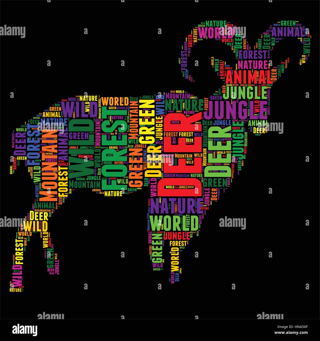 Deer Typography word cloud colorful Vector illustration Stock Vector ...