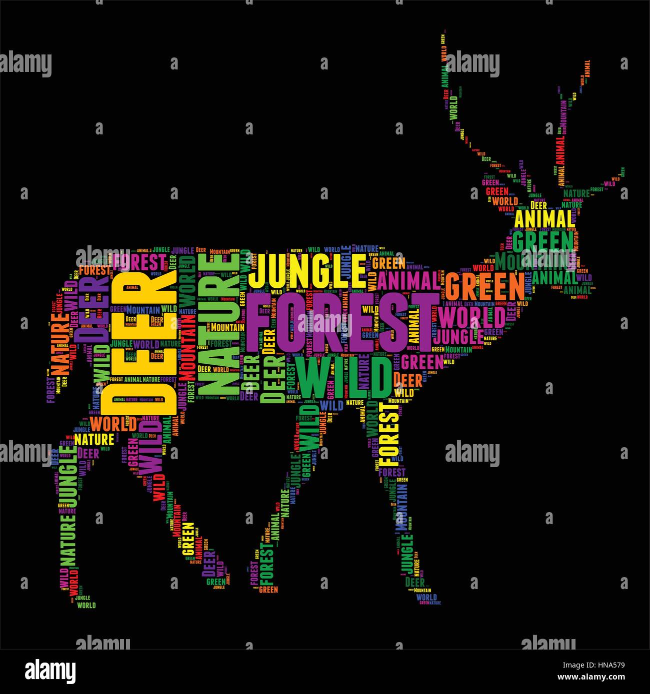 Deer Typography word cloud colorful Vector illustration Stock Vector ...