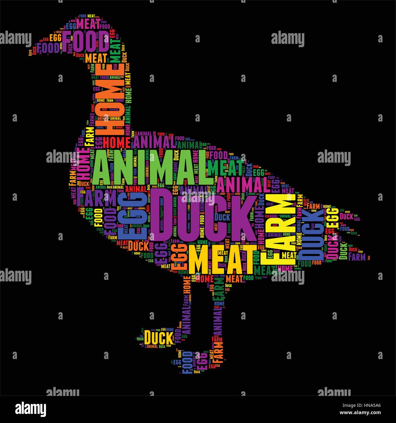 Duck Typography word cloud colorful Vector illustration Stock Vector