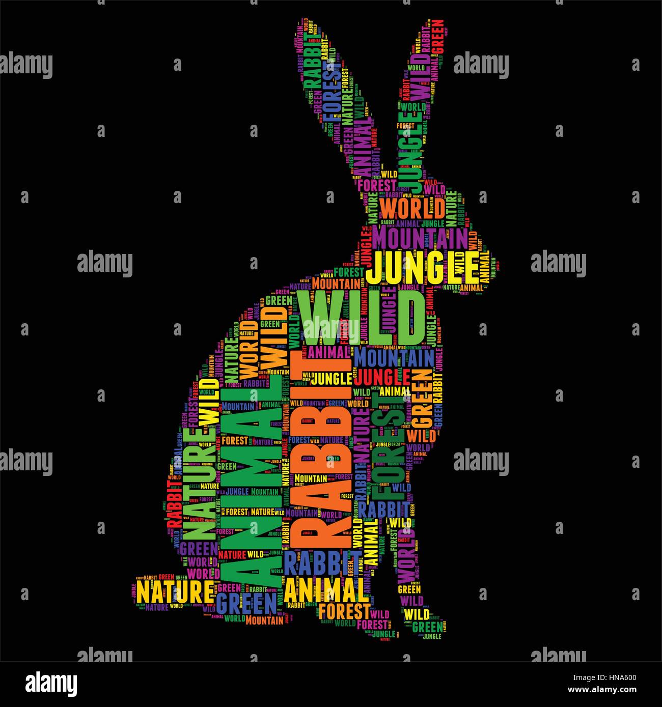 rabbit Typography word cloud colorful Vector illustration Stock Vector
