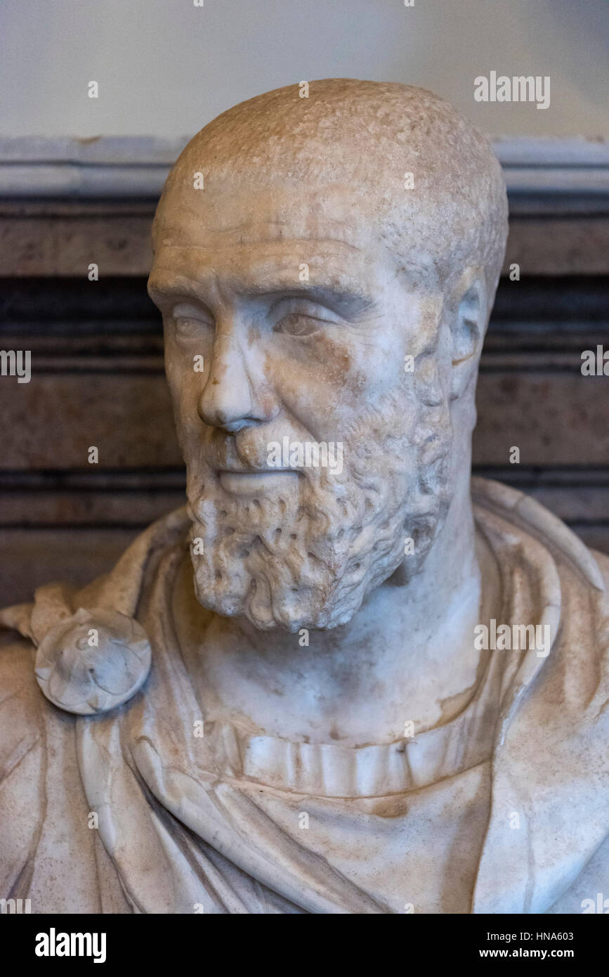 Rome. Italy. Portrait bust of Roman Emperor Pupienus Maximus (ca. 165/170-238), Capitoline Museum. Musei Capitolini. Stock Photo