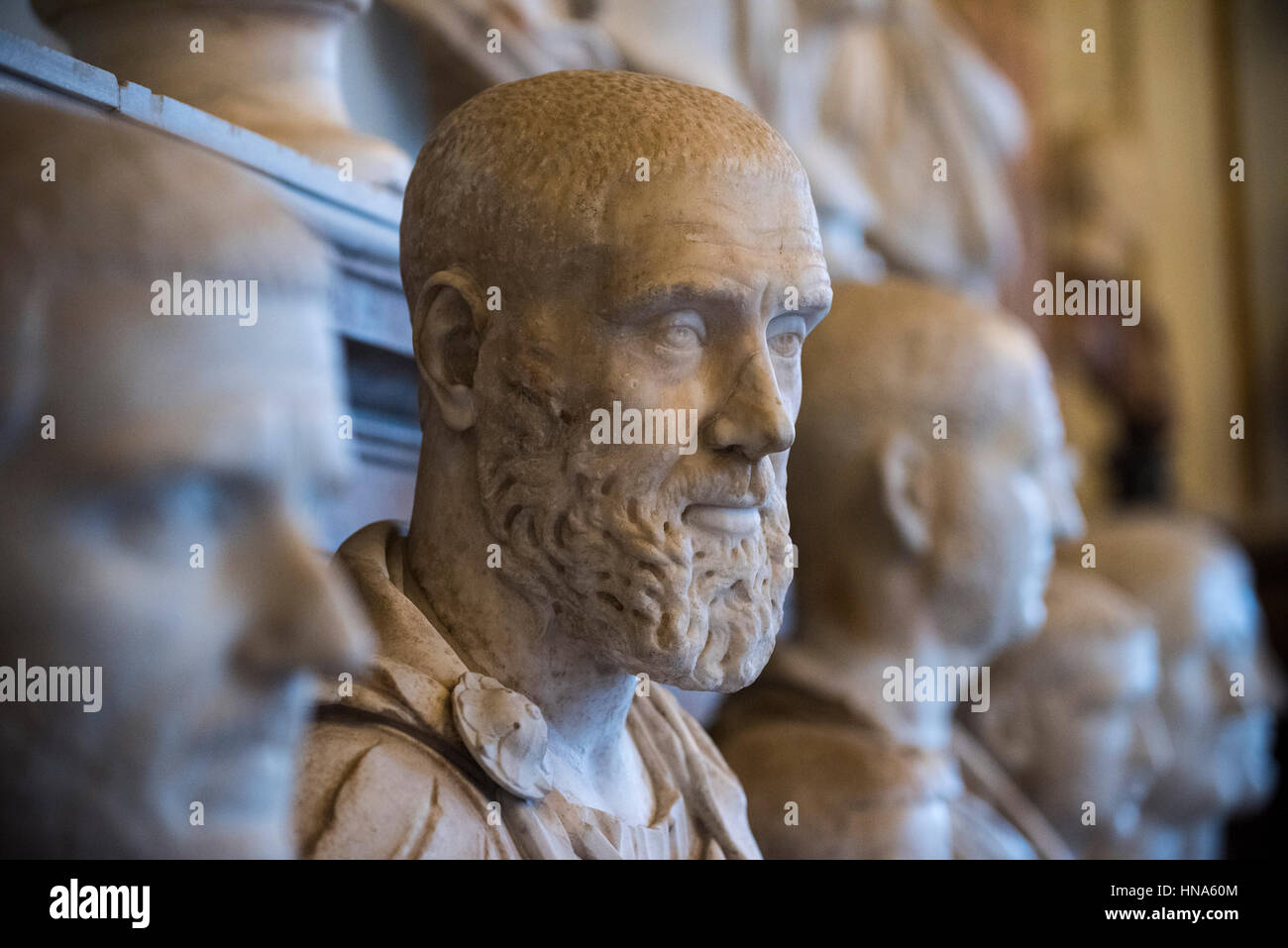 Rome. Italy. Portrait bust of Roman Emperor Pupienus Maximus (ca. 165/170-238), Capitoline Museum. Musei Capitolini. Stock Photo