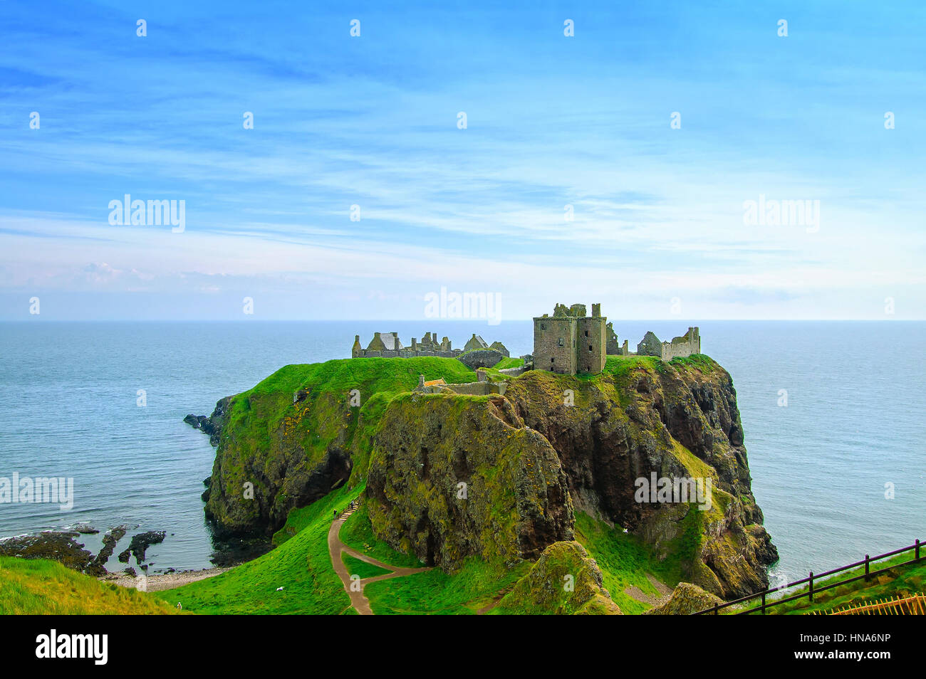 Dunnottar scottisch medieval fortress or castle. Highlands of Scotland, Uk, Europe. Stock Photo
