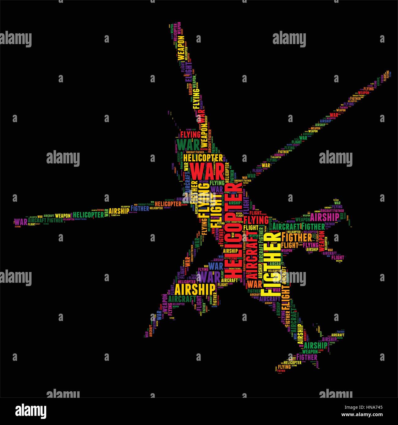 helicopter Typography word cloud colorful Vector illustration Stock