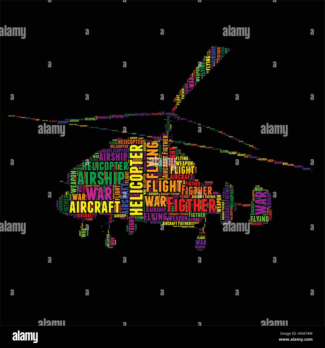 helicopter Typography word cloud colorful Vector illustration Stock