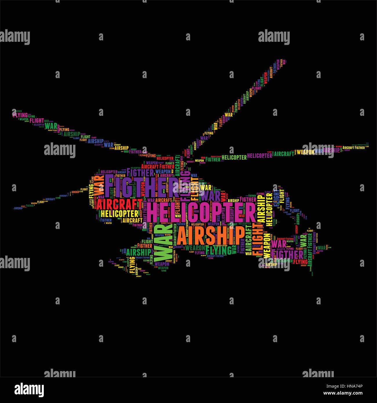 helicopter Typography word cloud colorful Vector illustration Stock