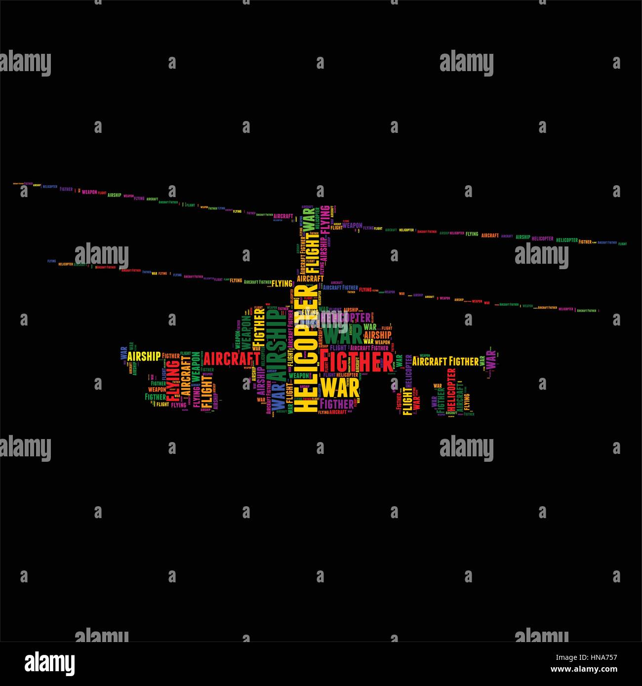 helicopter Typography word cloud colorful Vector illustration Stock