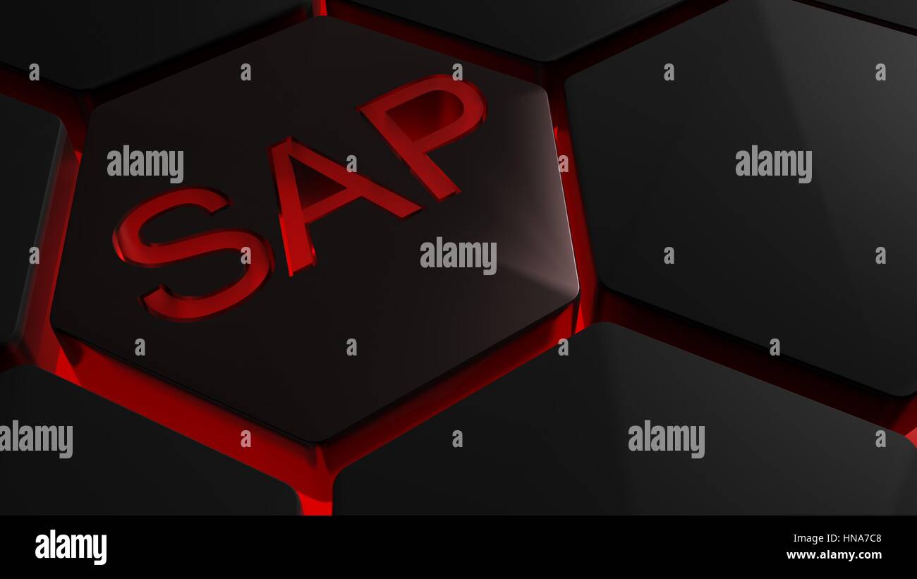 Sap Red Button SAP on hexagons in red backlight Stock Photo - Alamy