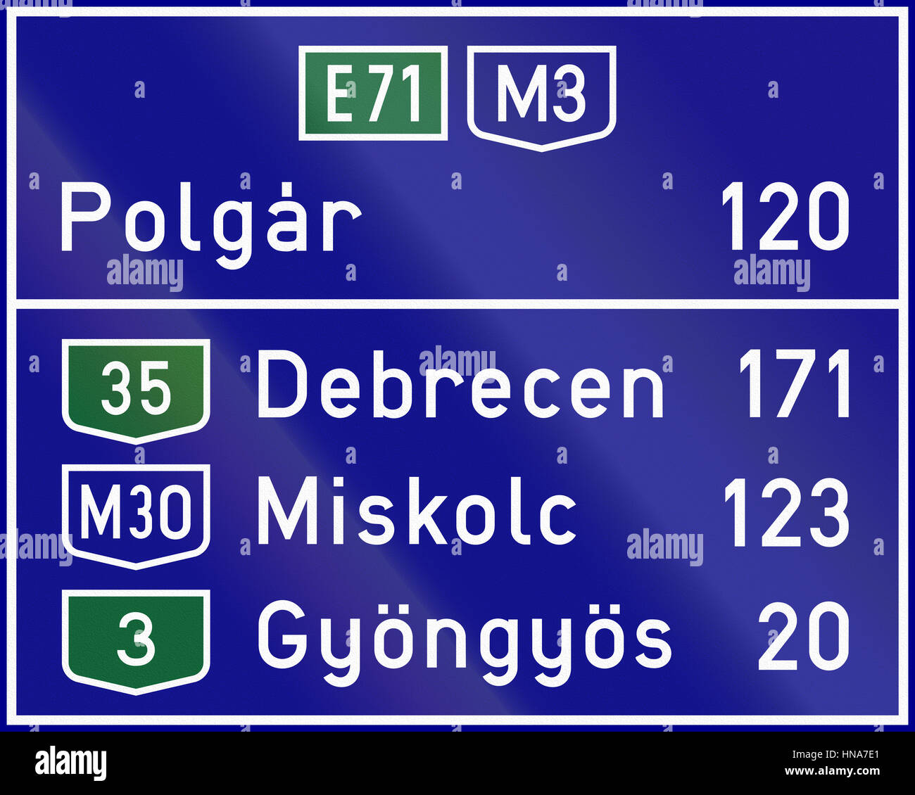 Informatory Hungarian road sign - Distance to destinations Stock Photo ...