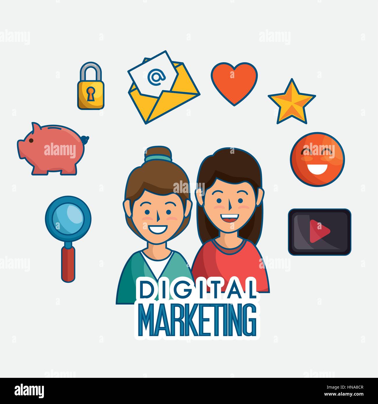 digital marketing flat icons vector illustration design Stock Vector ...