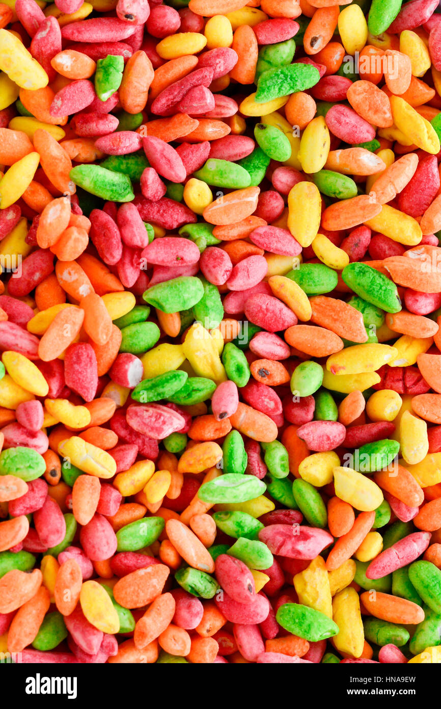 Puffed crispy colorful rice in the bowl. Healthy breakfast Stock Photo ...