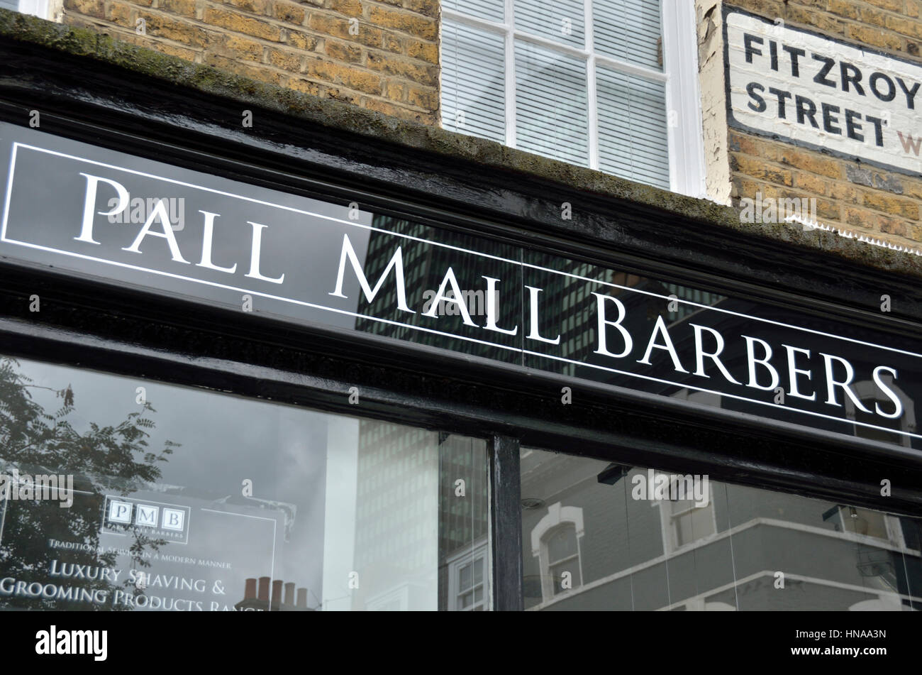 Pall Mall Barbers in Fitzrovia Street, London, UK. Stock Photo