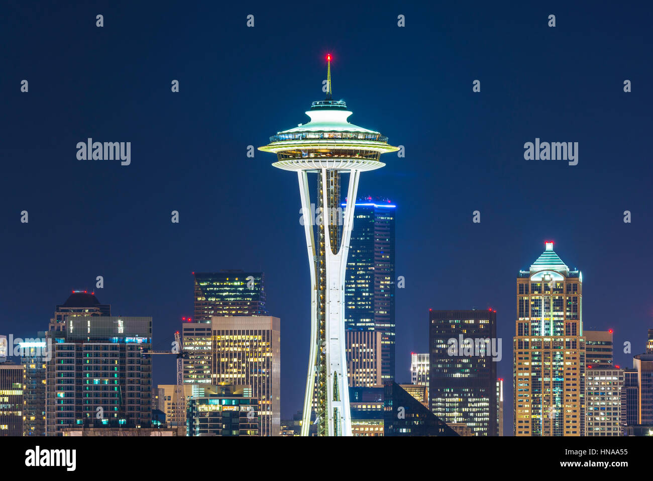 Seattle,Washington,usa.2015/02/22: beautiful space needle at night. Stock Photo