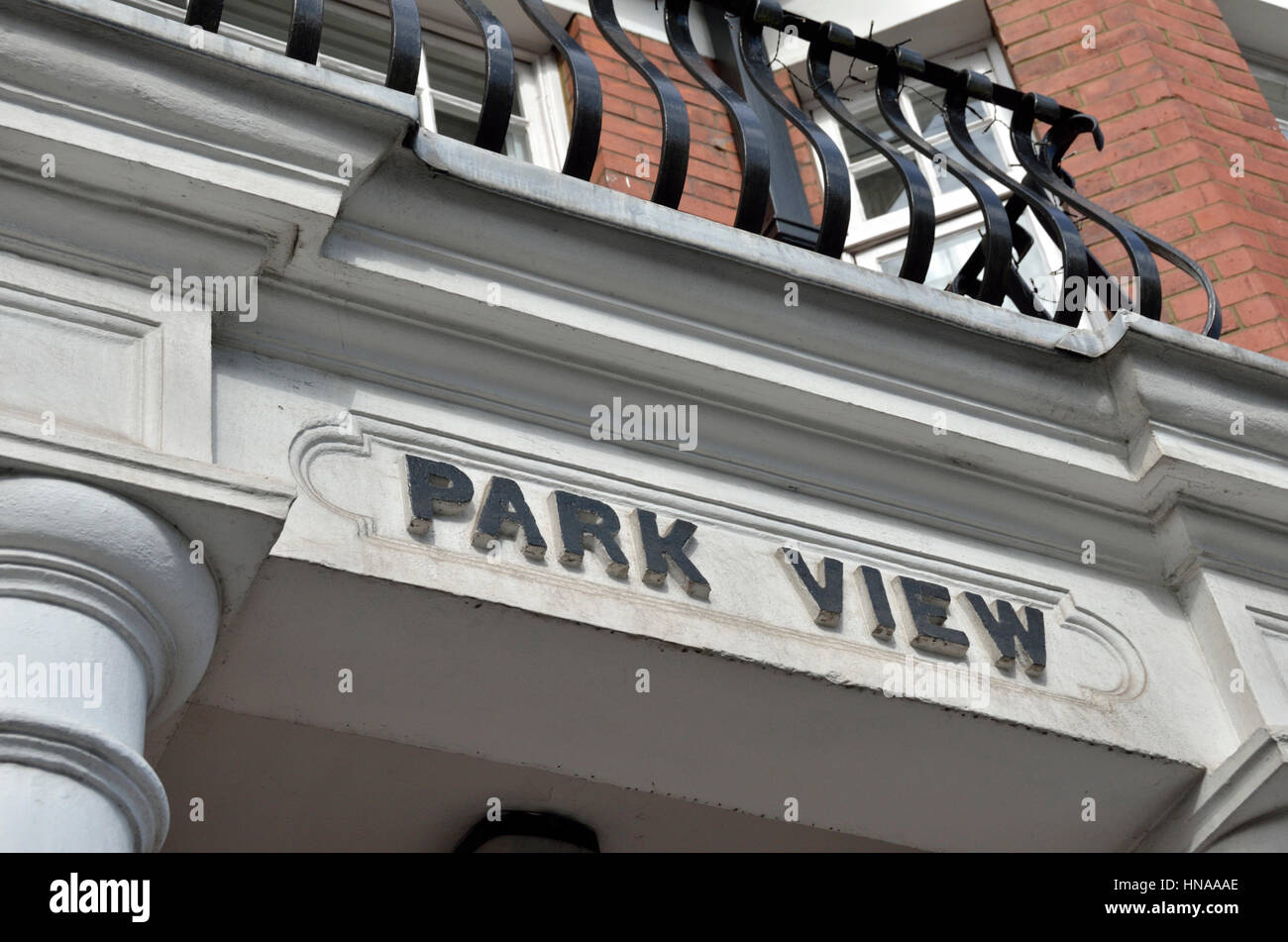 Park view sign outside a residential property. London, UK. Stock Photo