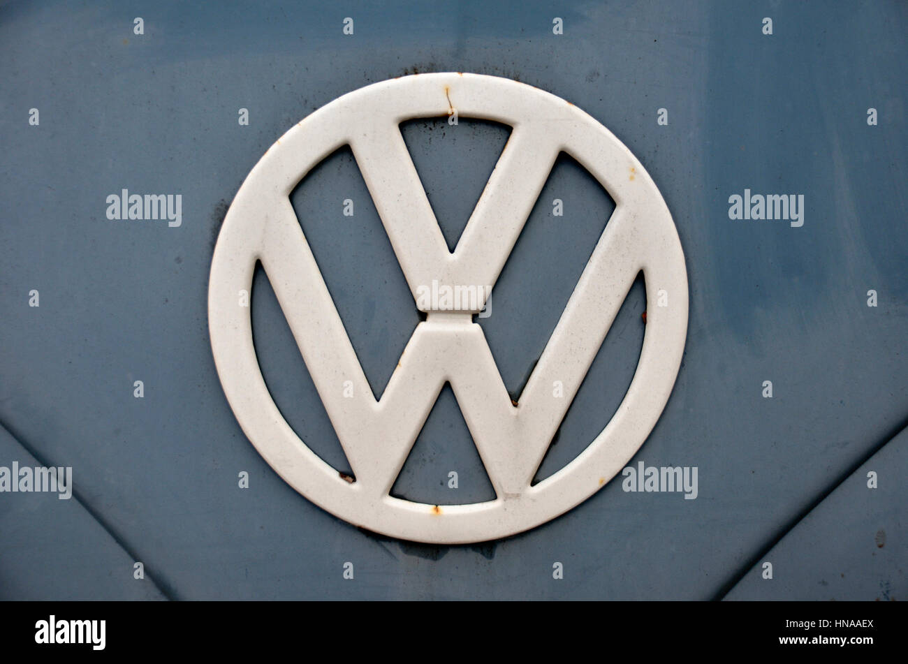 Old Volkswagen logo symbol on a van Stock Photo