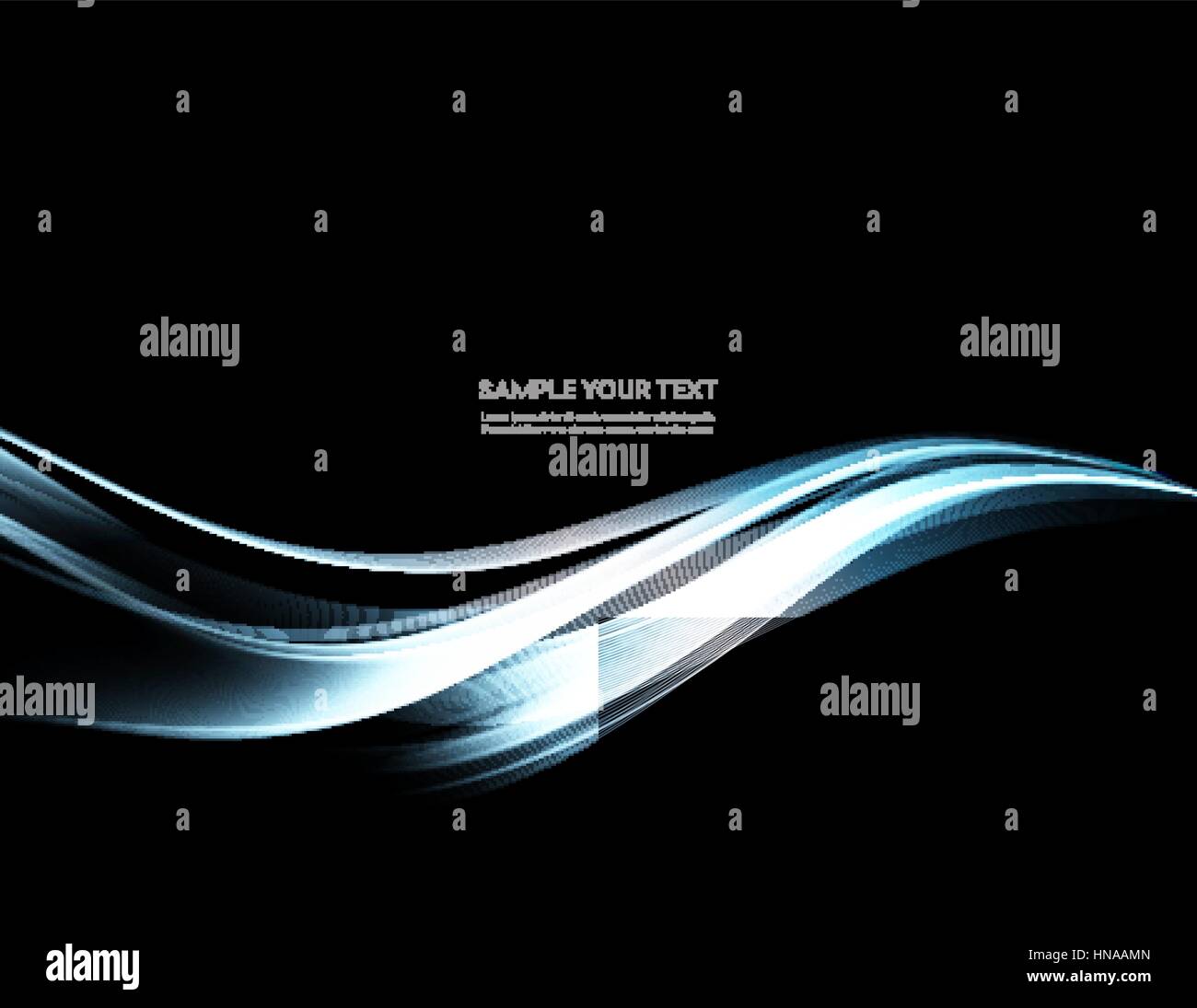 Vector Abstract shiny color blue wave design element on dark background ...