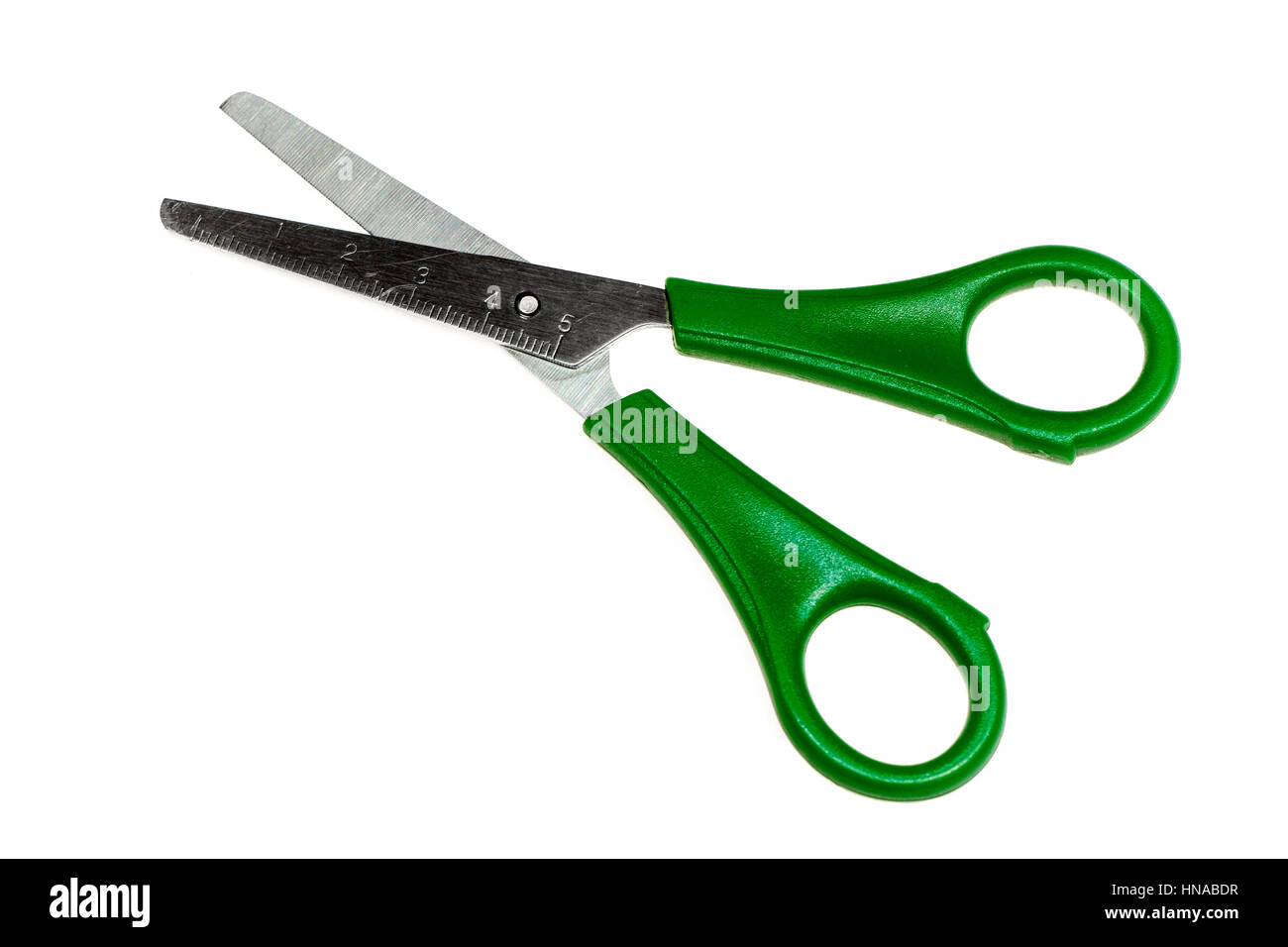 green scissors isolated on white background Stock Photo