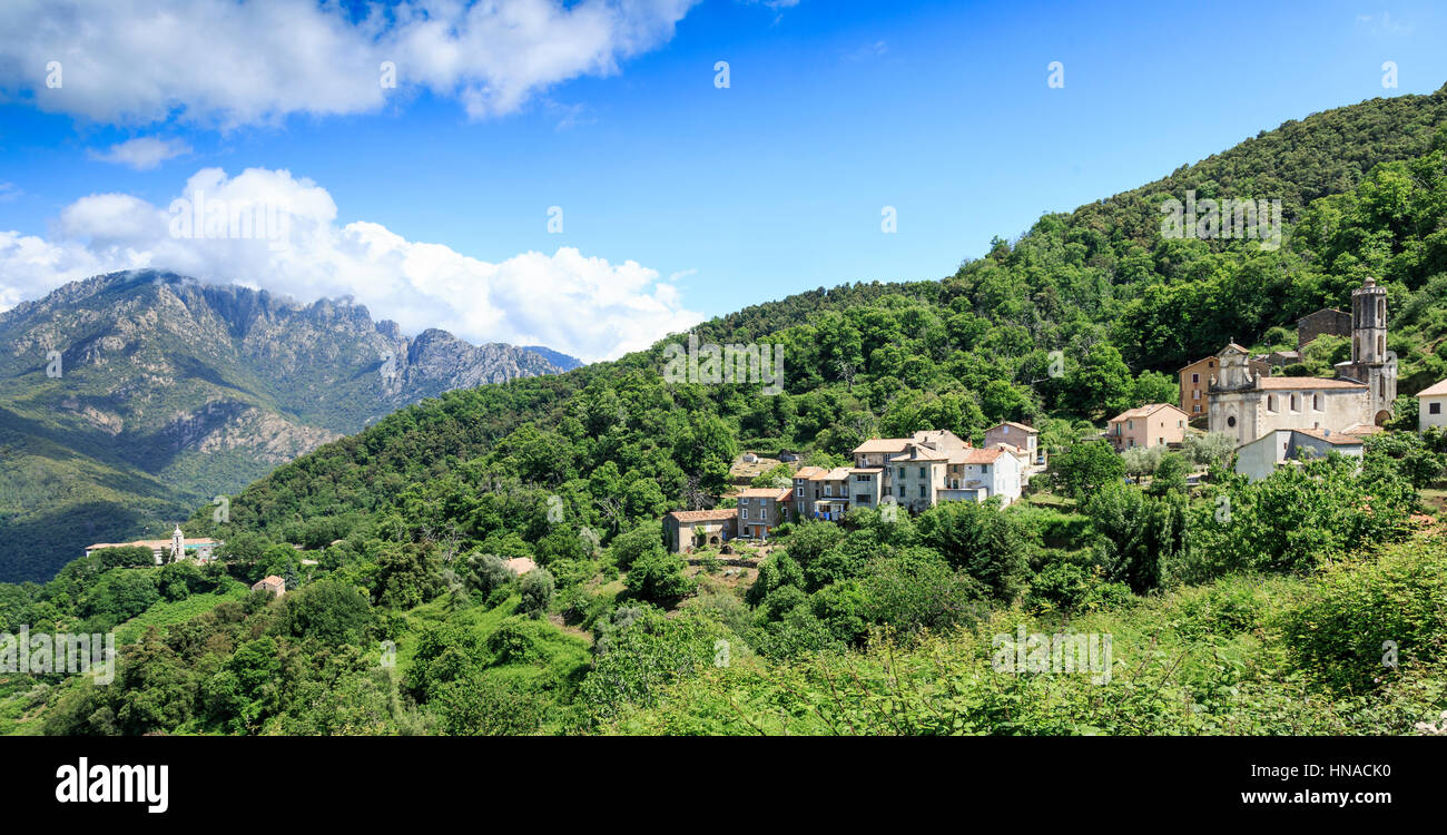 Hill side village, West Corsica, France Stock Photo