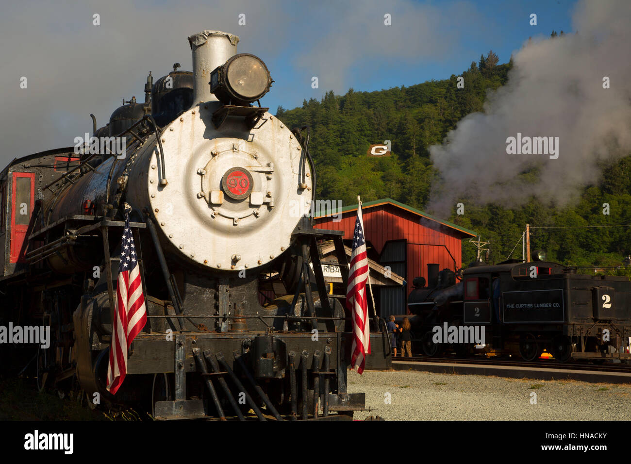 Steam train, Oregon Coast Scenic Railroad, Garibaldi, Oregon Stock