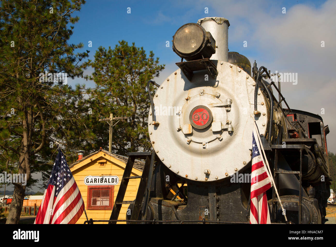 Steam train, Oregon Coast Scenic Railroad, Garibaldi, Oregon Stock