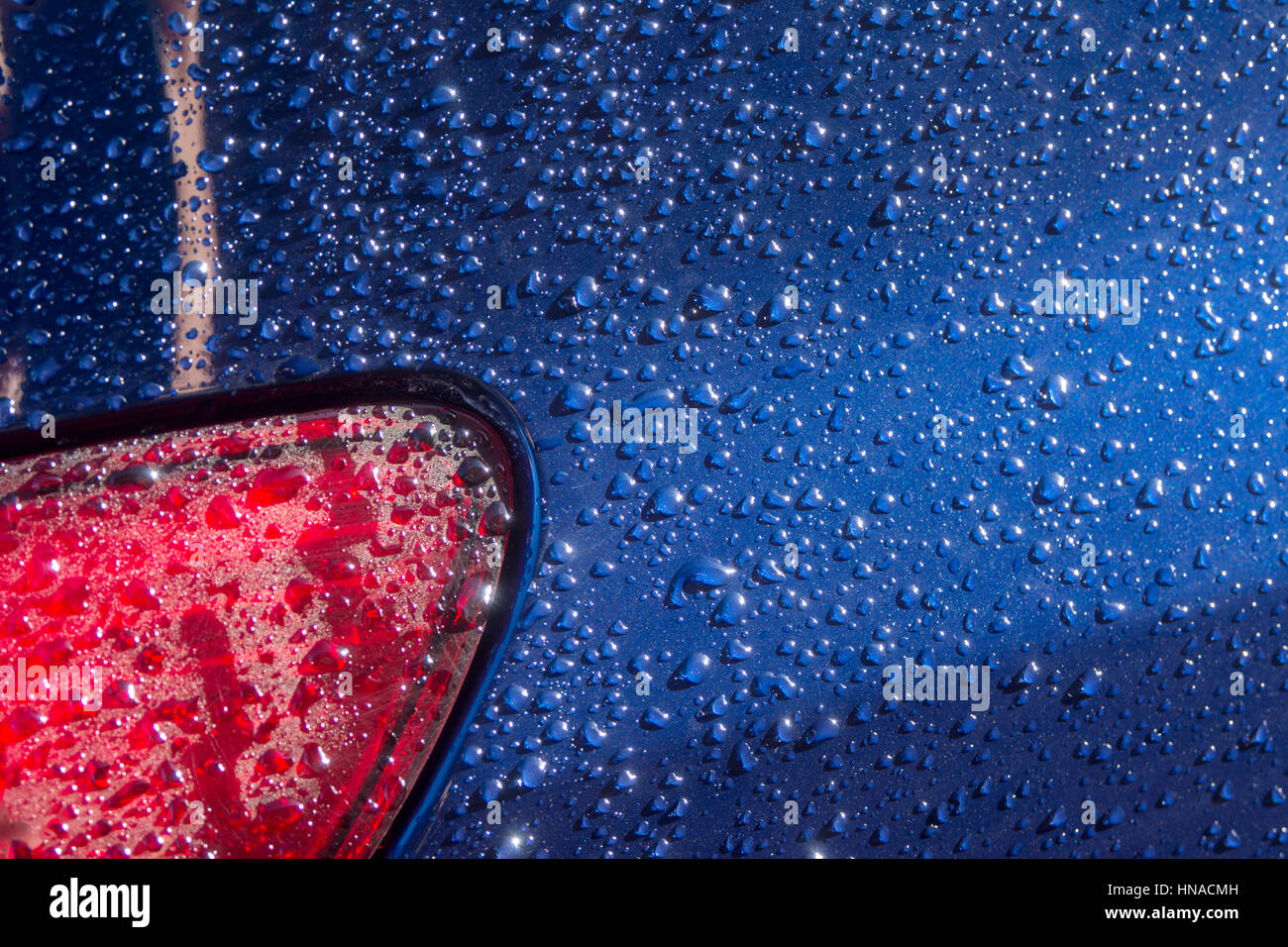 Raindrops on a car abstract Stock Photo