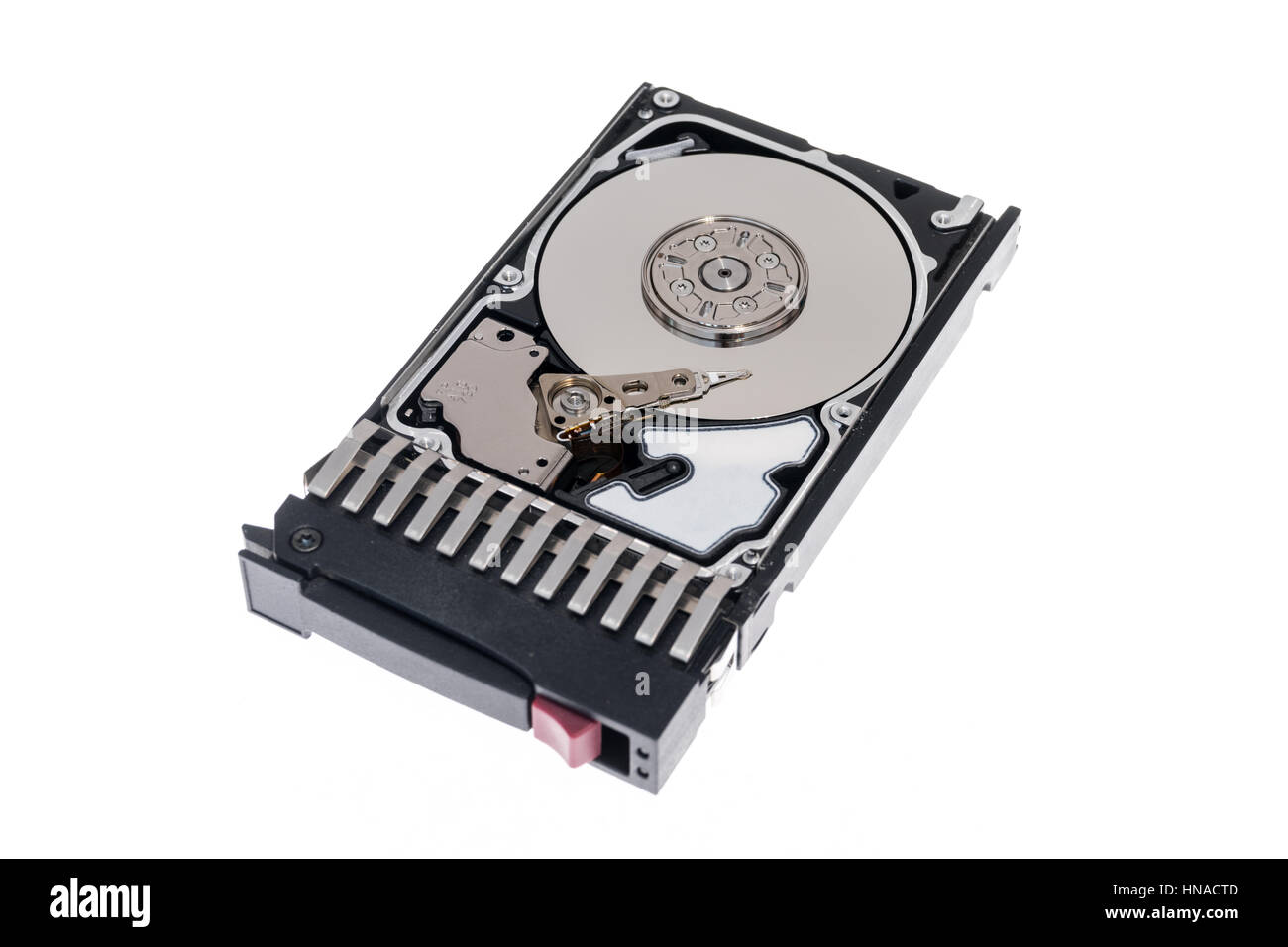 Close up inside of 2.5" hot plug SAS computer disk drive HDD in tray  isolated on white background Stock Photo - Alamy