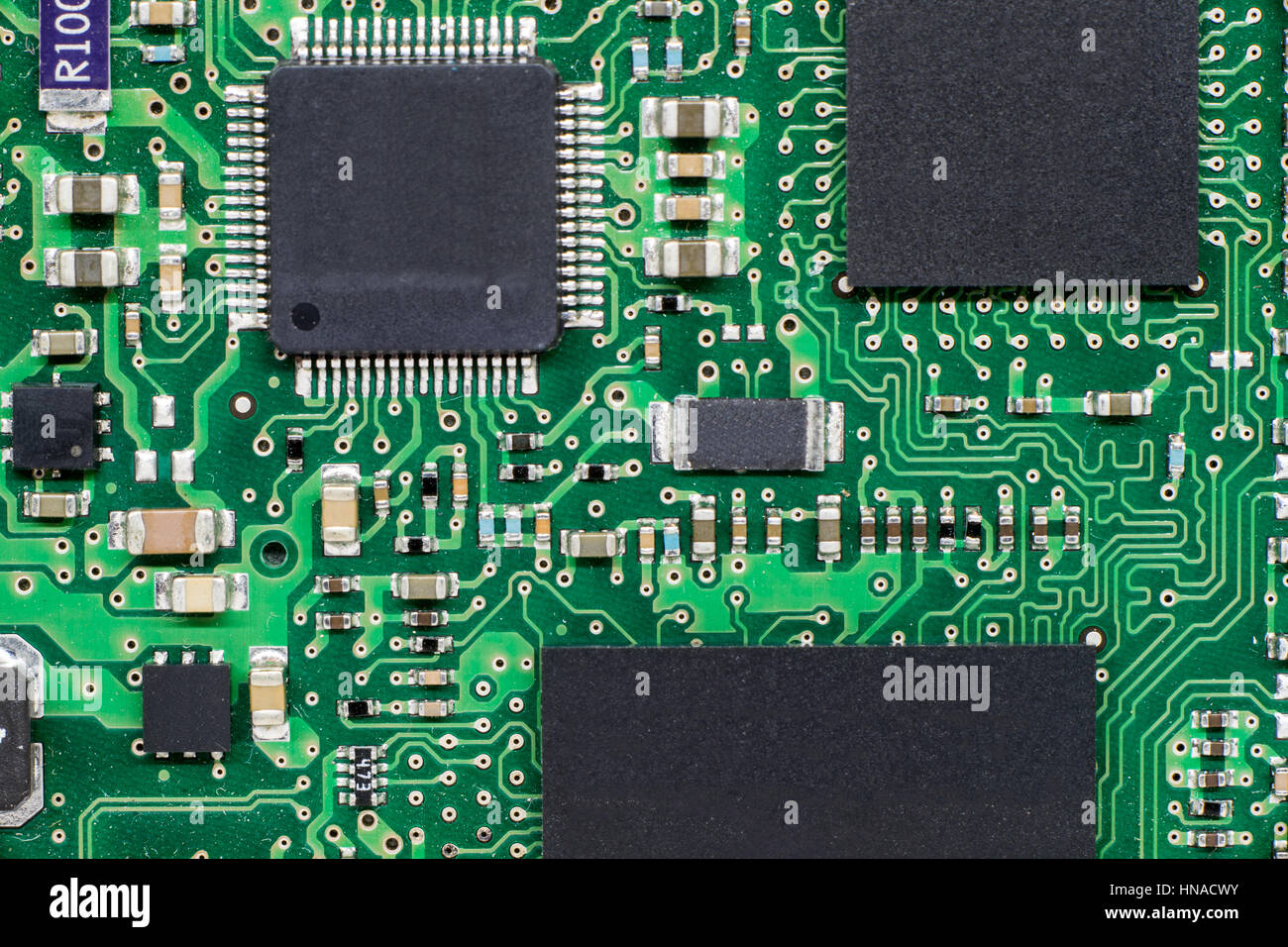 smd printed electronic circuit board with microcontroller and components; Stock Photo