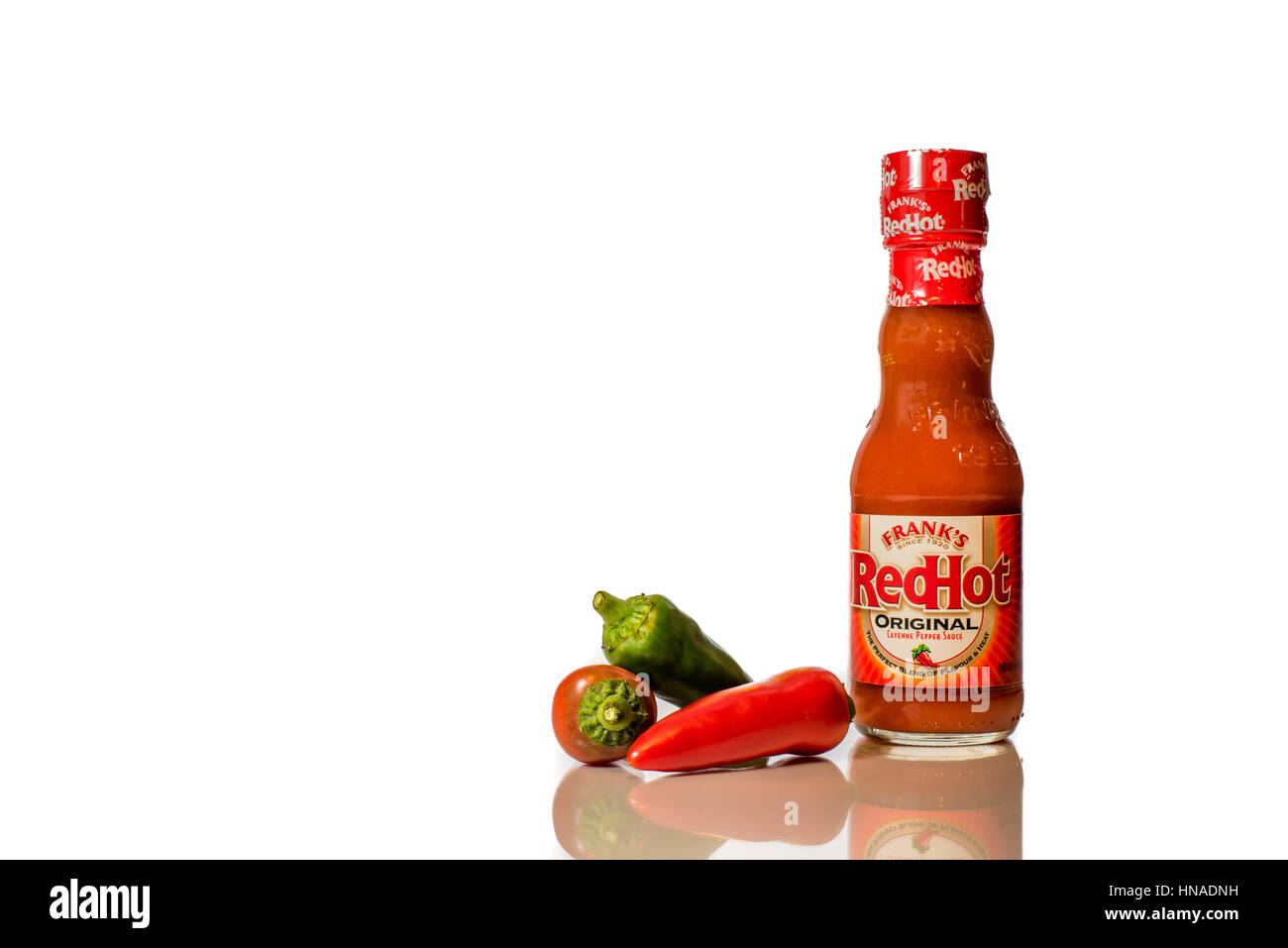 Franks Red Hot Pepper Sauce Stock Photo