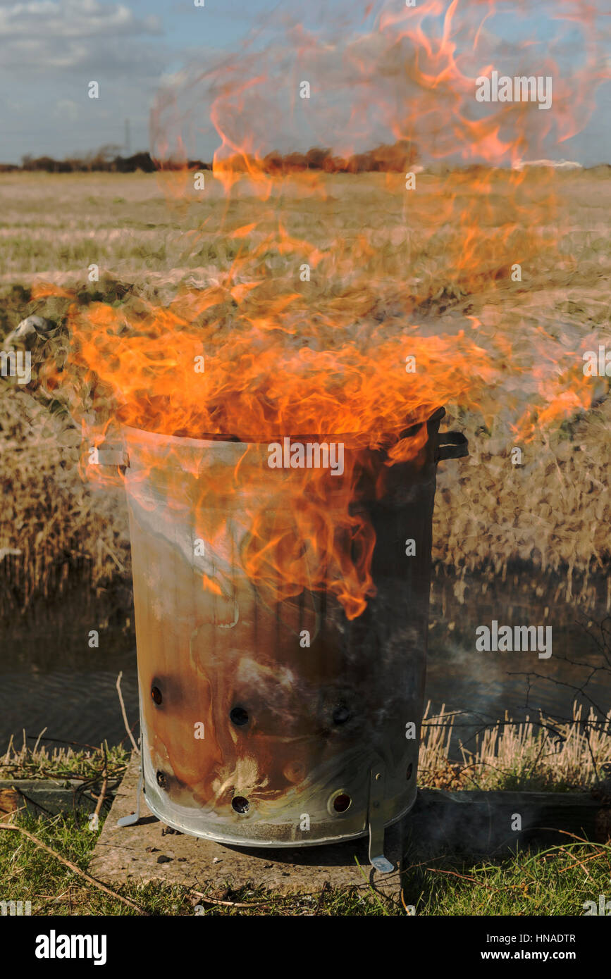Burning garden waste ready for spring Stock Photo Alamy